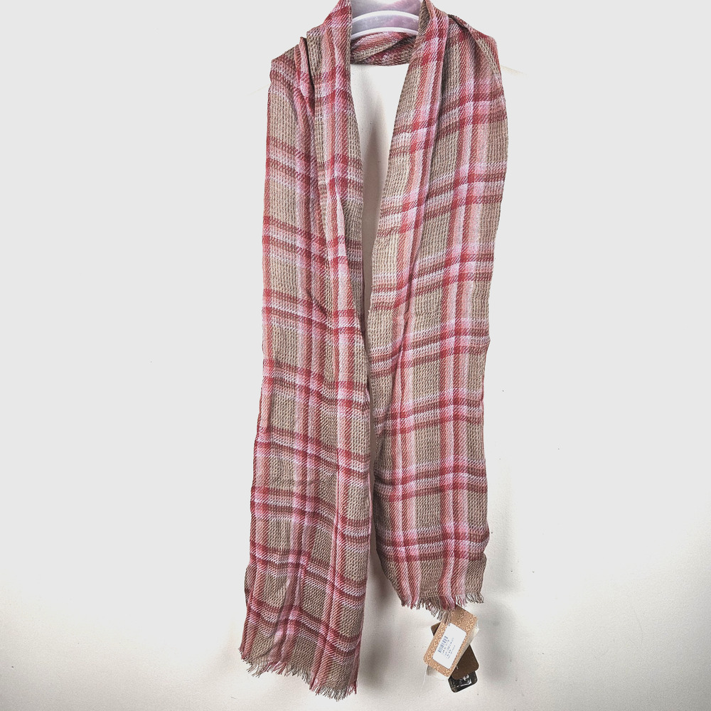 NWT Sol Alpaca Scarf 100% Baby Alpaca Little Tartan Plaid Fringe Scarf New